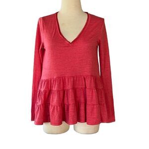 NWT Anthropologie Deletta Thea Ruffled Peplum Long Sleeve Top Shirt Women’s Smal